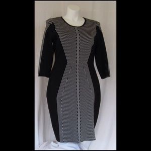 Taylor Woman Black & White Knit Dress Size 2X